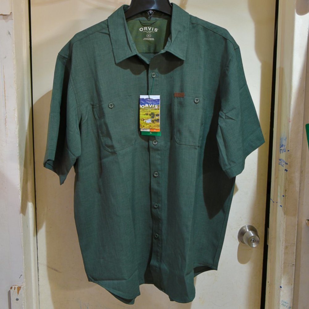 Orvis Men Short Sleeve Woven Shirt S XL XXL GREEN